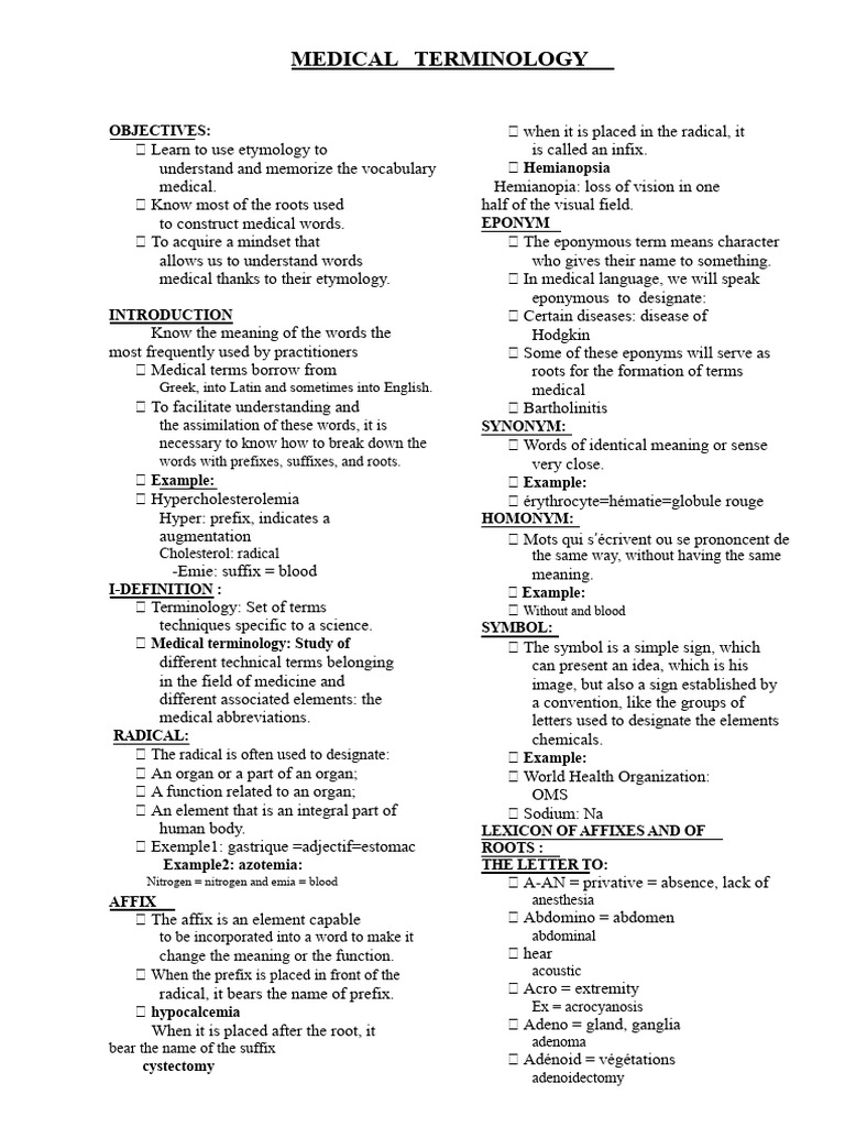 Medical Terminology 2016-2017 (1) | PDF | Medical Specialties