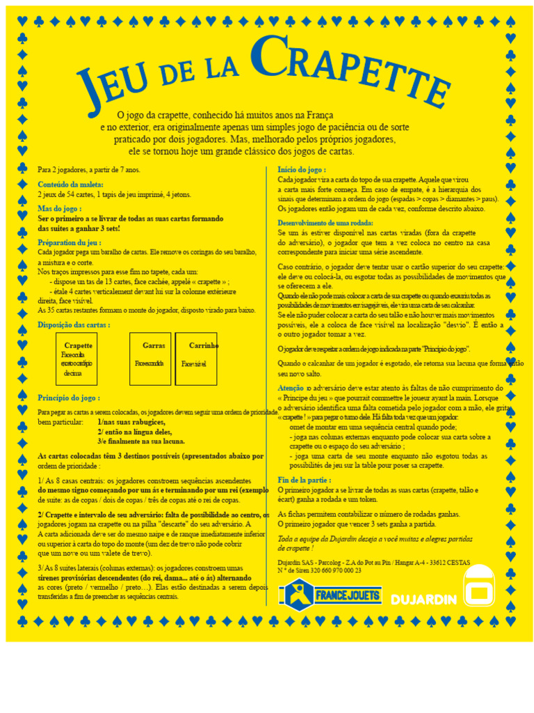 Jogo da Crapette | PDF | Jogos de tabuleiro | Jogos de tabuleiro