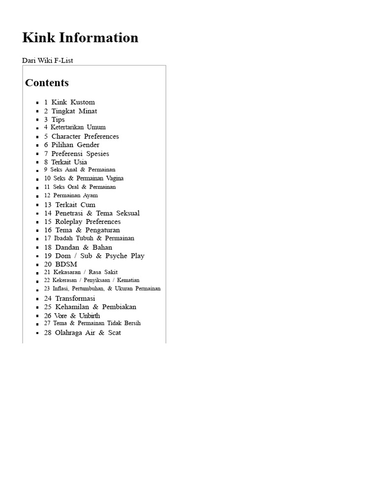 Panduan Kink Kustom di F-List | PDF