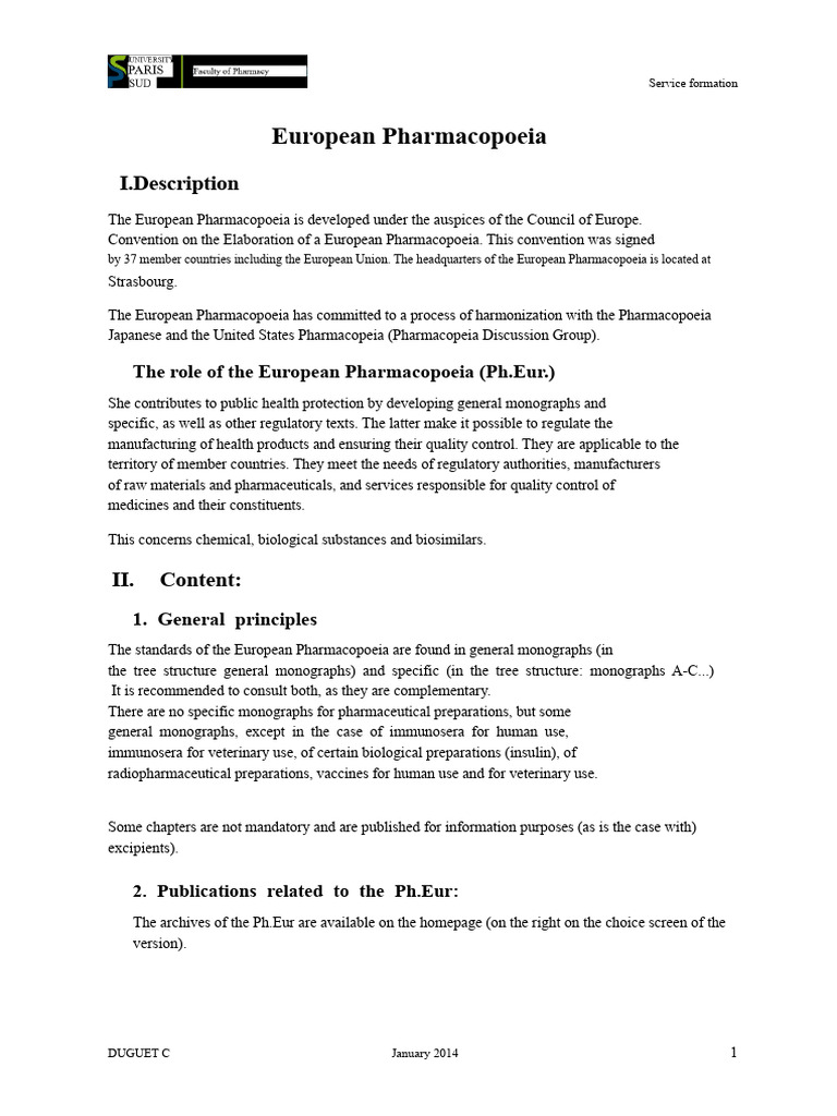 European Pharmacopoeia Overview Guide | PDF | Computing