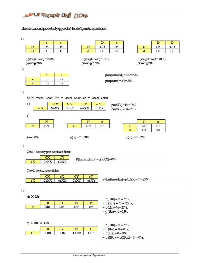 Calculation of Probability Applied to Genetics of | PDF | Genetics ...