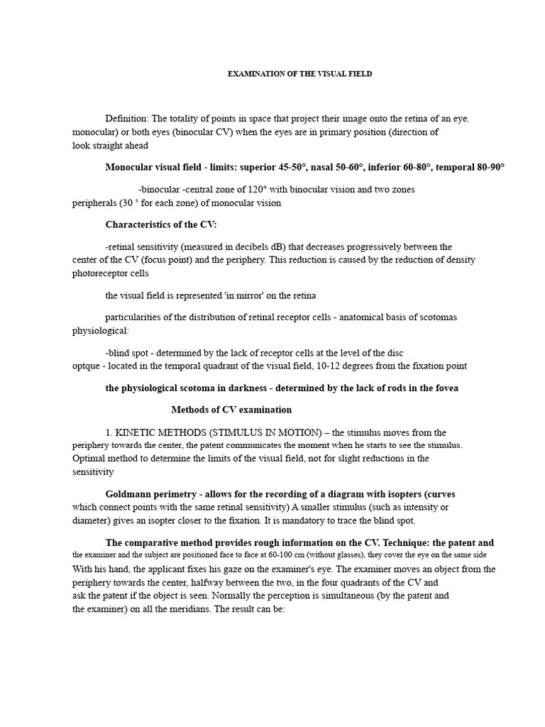 Visual Field Examination | PDF | Retina | Human Eye