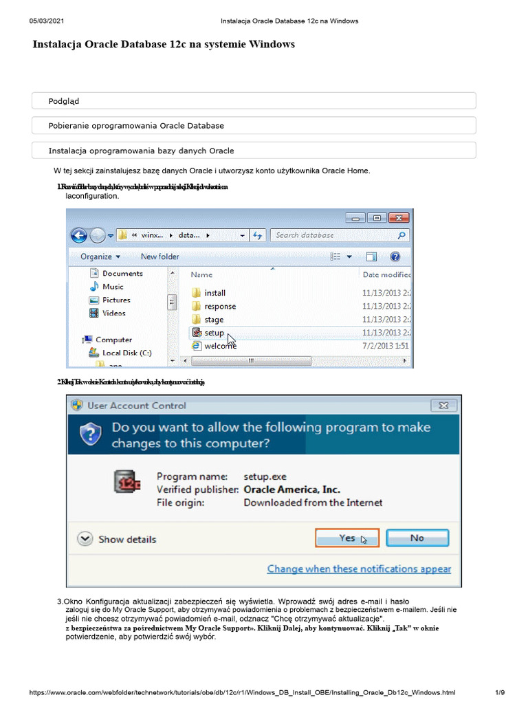 Instalacja Oracle Database 12c Na Systemie Windows | PDF