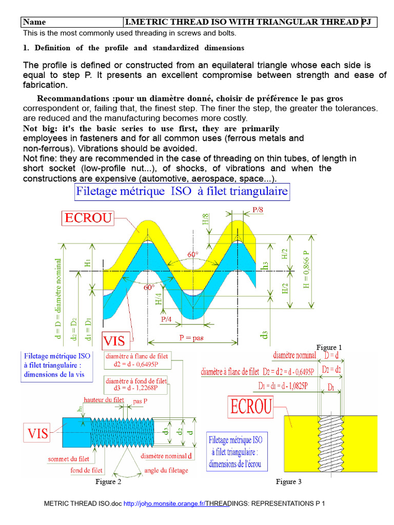 ISO Metric Triangular Thread Guide | PDF | Engineering Tolerance ...