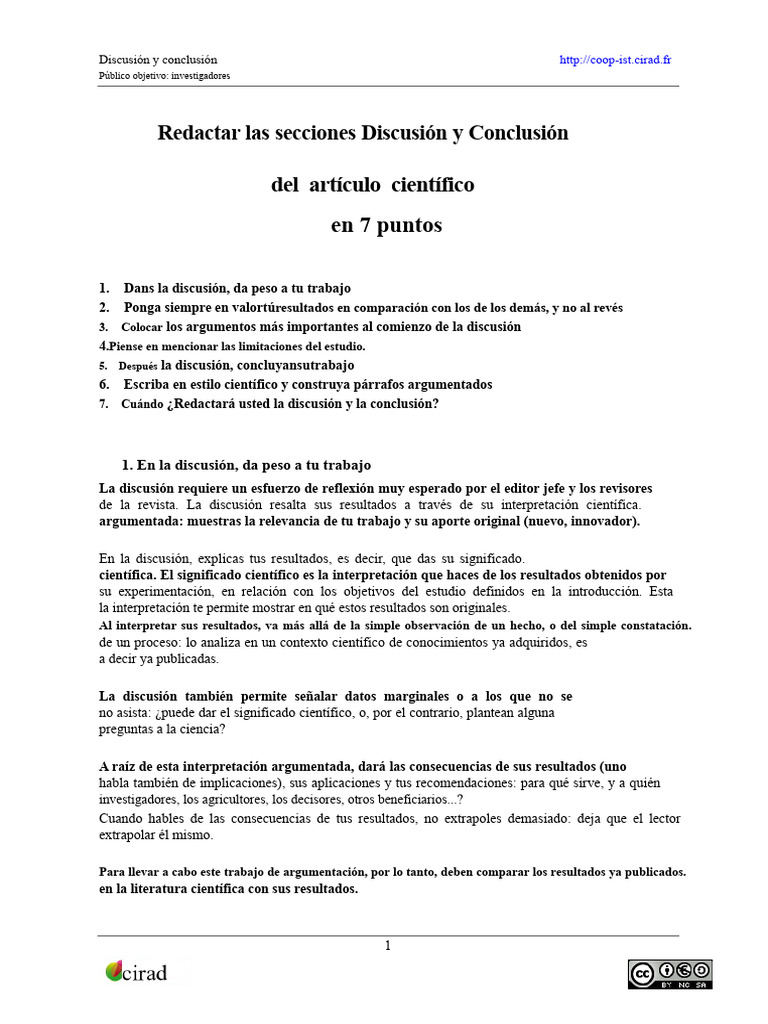 Redacción de La Discusión y Conclusión de Un Artículo Científico PDF
