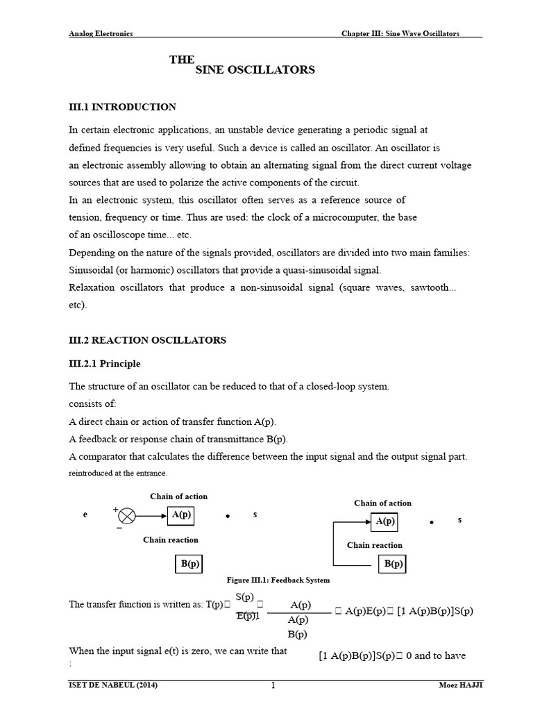 Chapter 3 Sinusoidal Oscillators | PDF | Electronic Oscillator ...