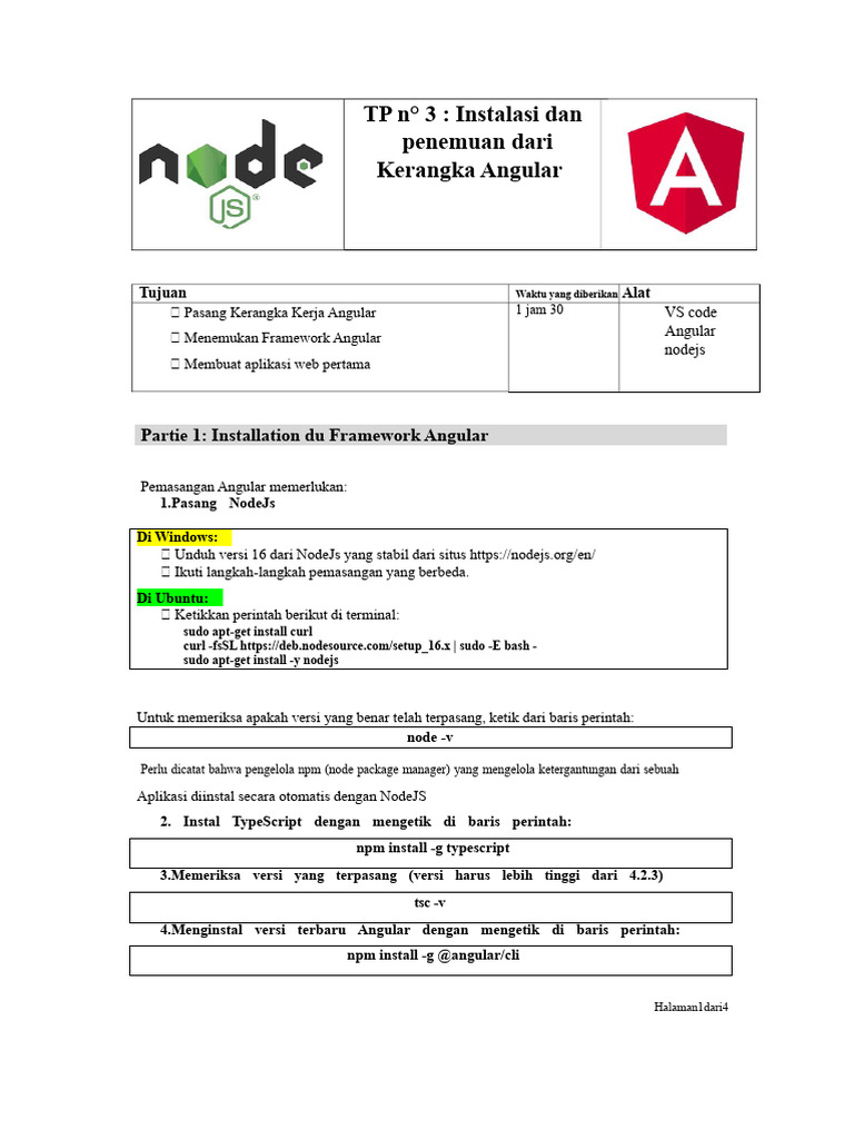 Instalasi dan Pembuatan Aplikasi Angular | PDF