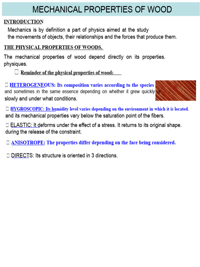 Mechanical Properties of Wood Explained | PDF | Stress (Mechanics) | Force