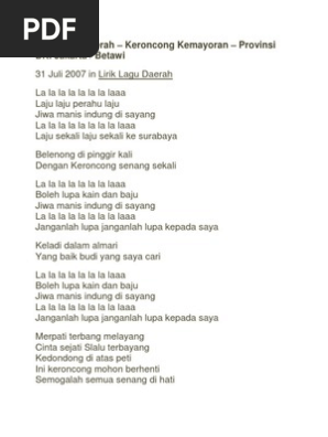 Lirik Lagu Daerah