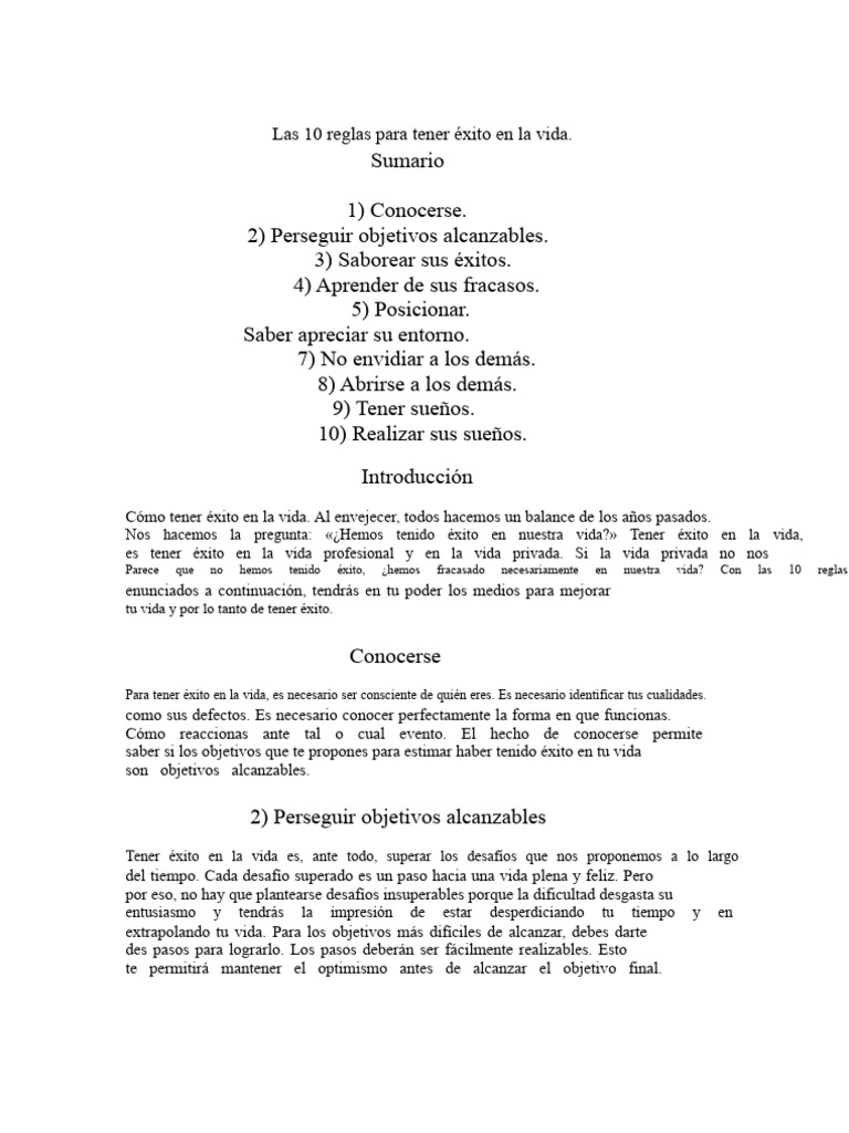 10 Reglas para el Éxito Personal | PDF | Felicidad