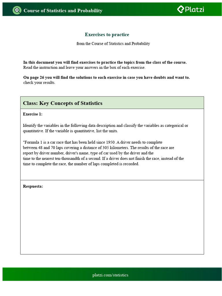 Exercises to Practice from the Statistics and Probability Course Platzi ...