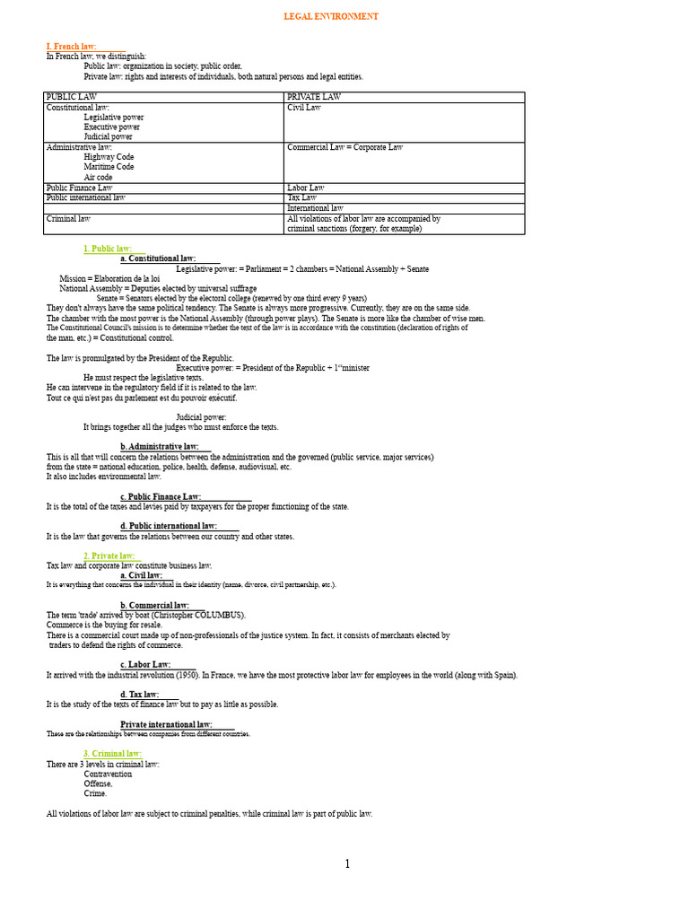 Overview of French Law and Labor Regulations | PDF | Employment | Legal ...