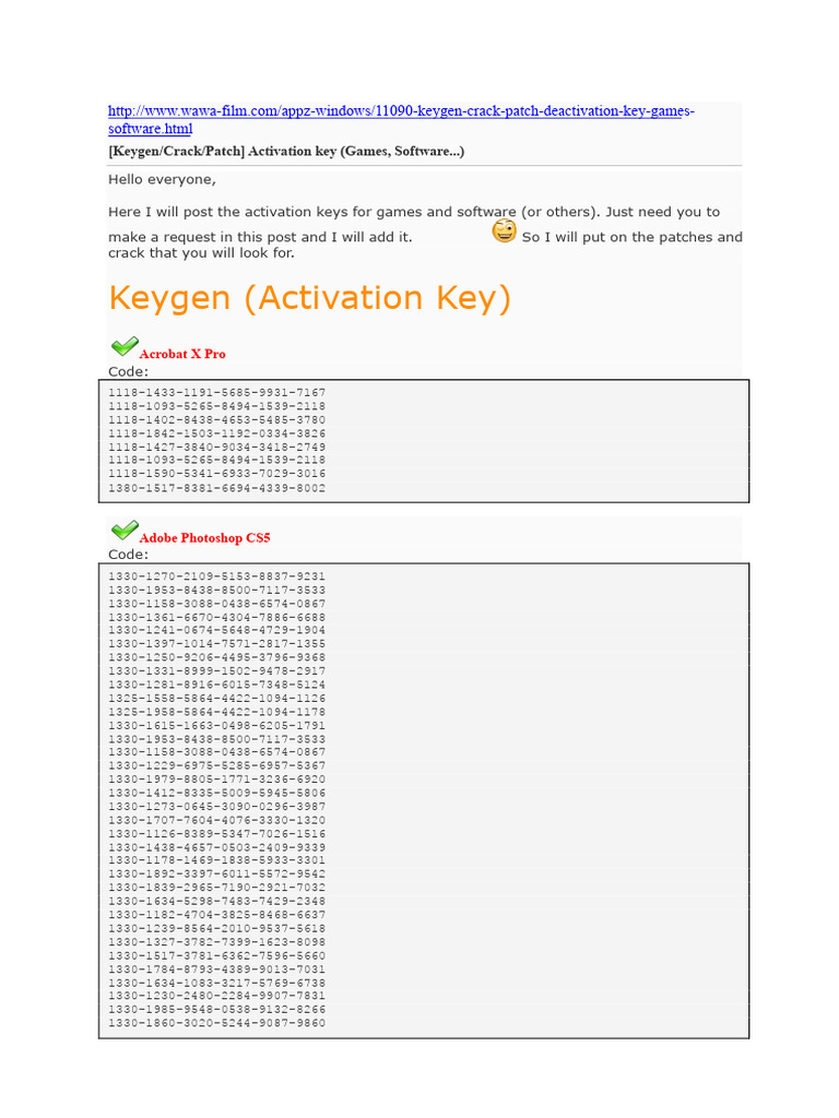 Activation Keys for Software & Games | PDF | Microsoft | Software ...
