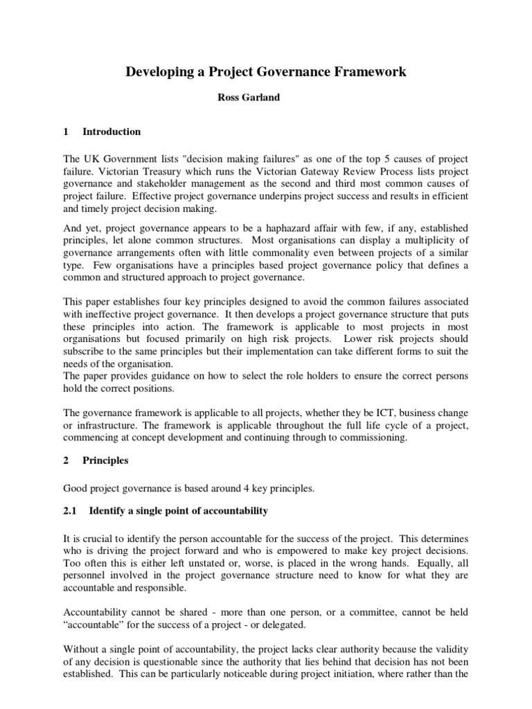 Project Governance Framework Essentials | PDF | Governance ...
