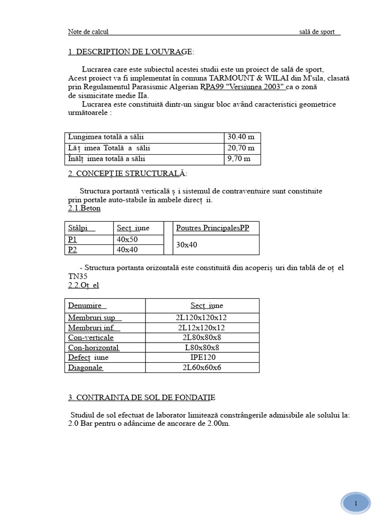 Microsoft Word - NOTĂ DE CALCUL Sds | PDF