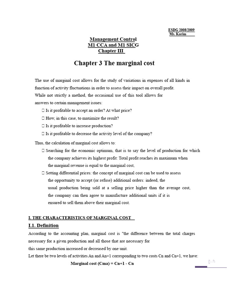 Chap_3_Marginal Costs.pdf | PDF | Marginal Cost | Profit (Economics)