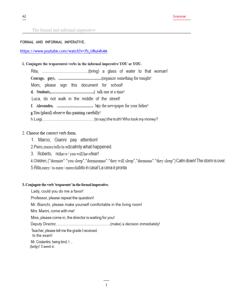 Exercises Imperative No. 2 PDF | PDF | Linguistics | Linguistic Morphology