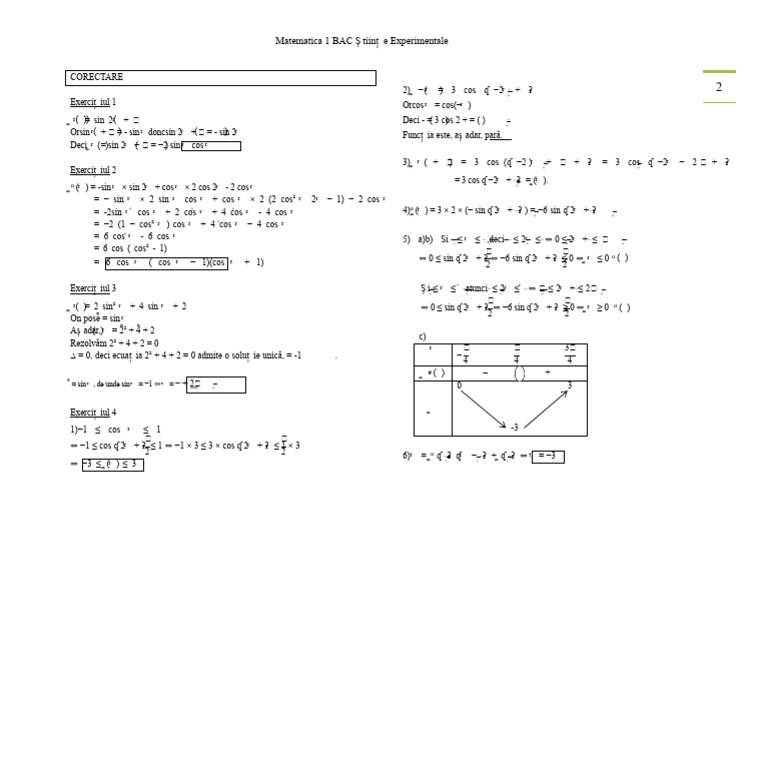 Tema 3 Model 1 Matematică 1 Bacalaureat Științe Exp Semestrul 1 ...