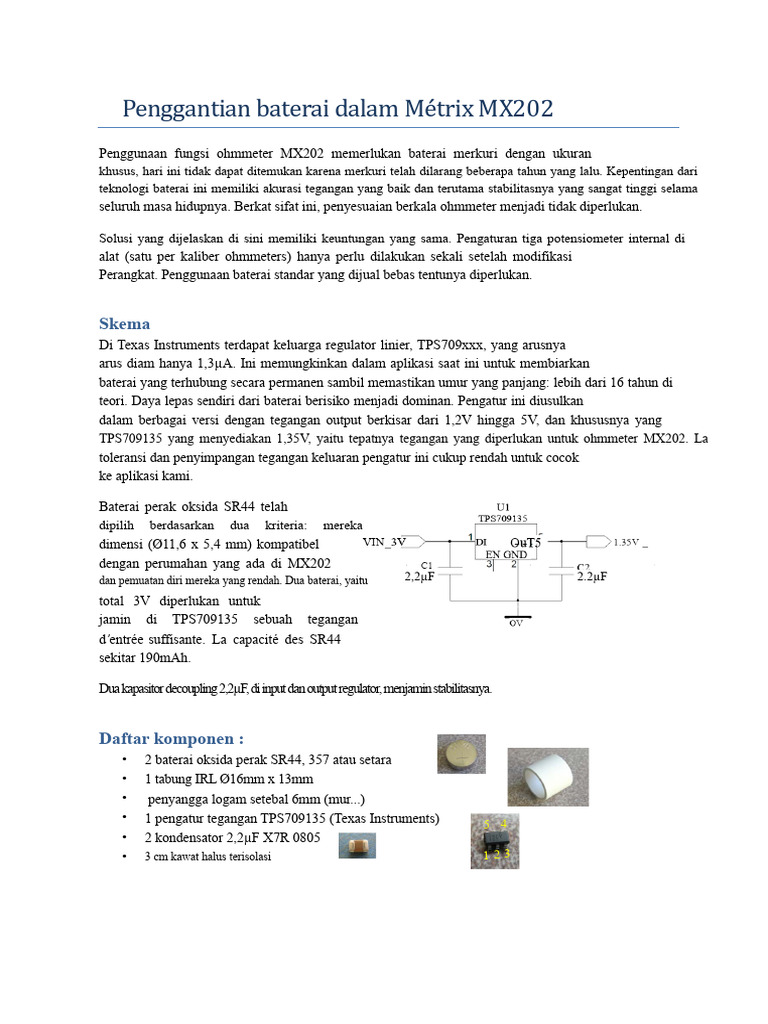 Modifikasi Baterai Ohmmeter MX202 | PDF