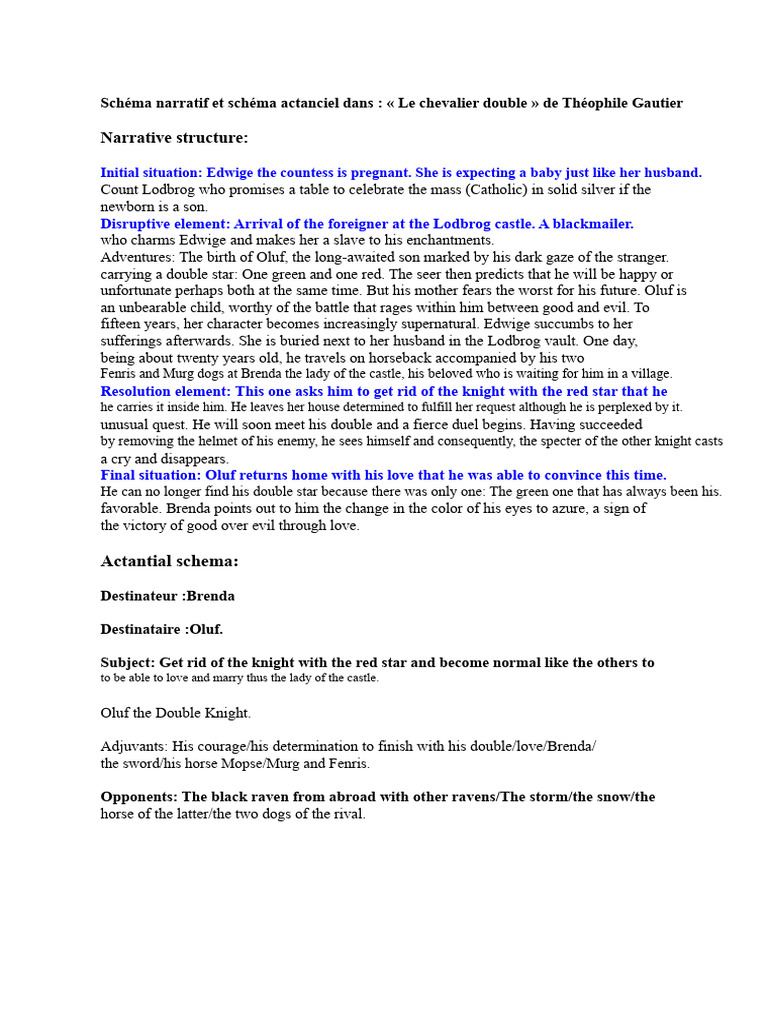 Narrative and Actantial Schemas in The Double Knight | PDF