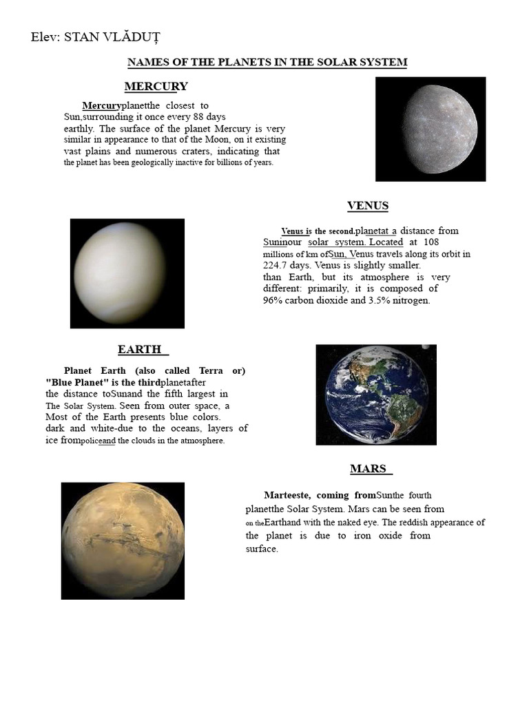Solar System Planet Overview | PDF | Planets | Solar System