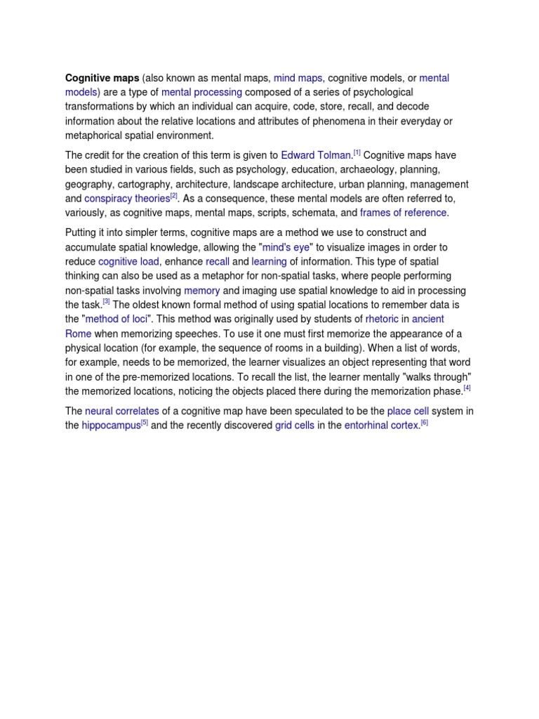 Understanding Cognitive Maps and Their Uses | PDF | Science & Mathematics