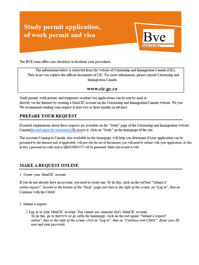 Study and Work Permit Application Guide | PDF | Travel Visa | Visa Inc.