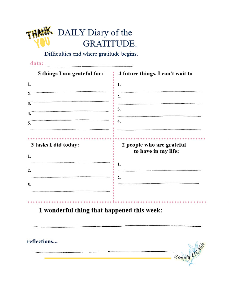 Daily Gratitude Journal - Printable PDF | PDF
