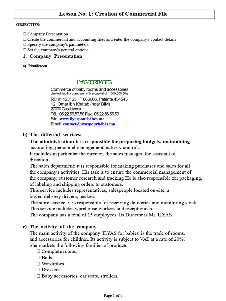 Create Commercial File for ILYAS Company | PDF | Business