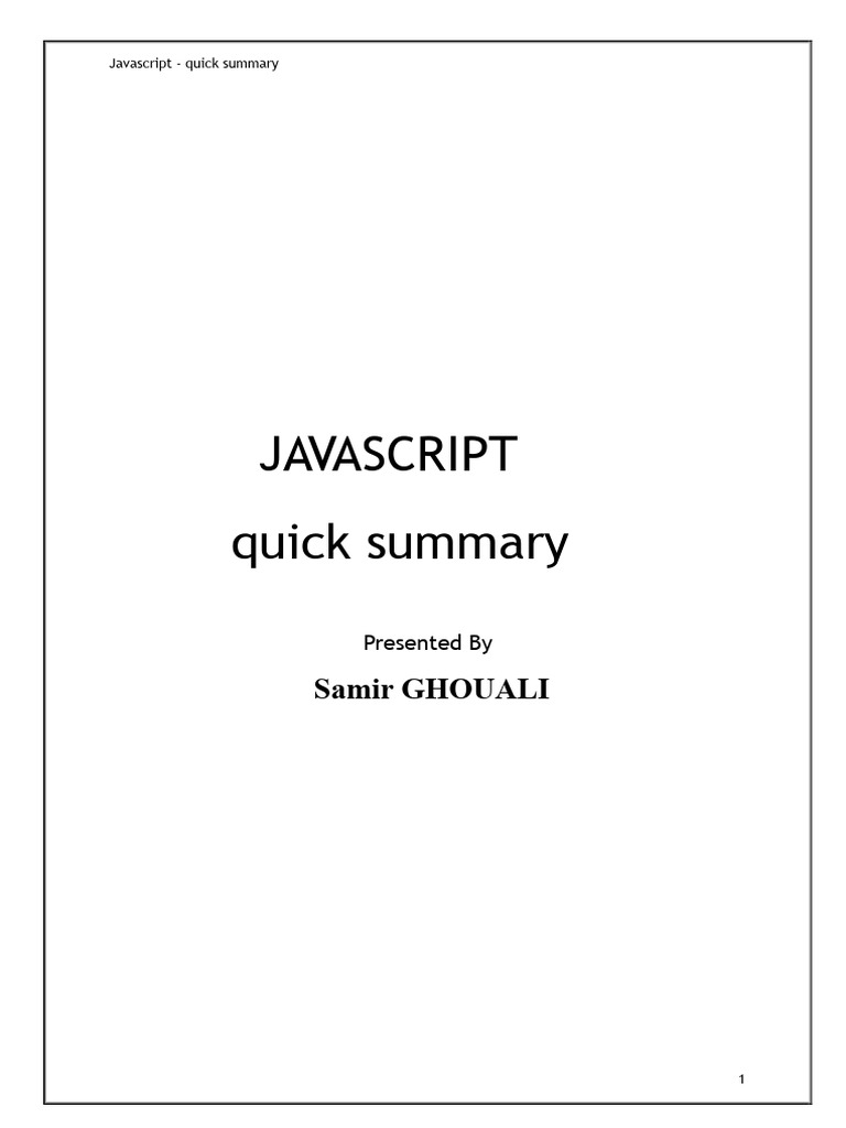 The Javascript Resume | PDF | Java Script | Method (Computer Programming)