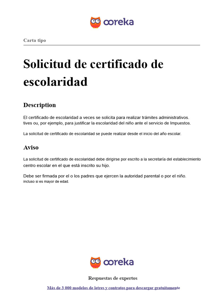 Solicitud de Certificado de Escolaridad | PDF