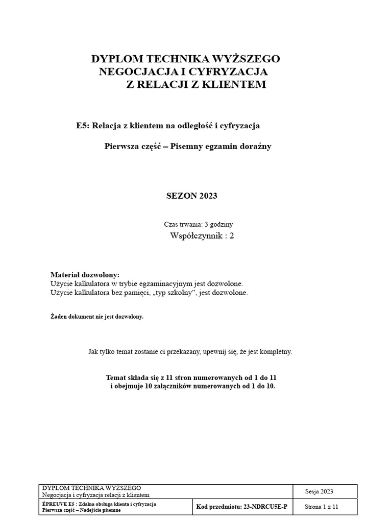 BTS NDRC Temat E5 2023 Temat Novatech Wersja PDF | PDF