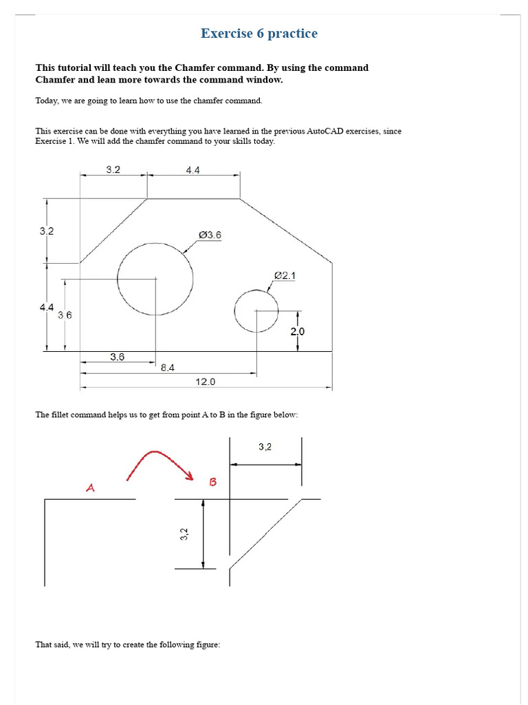 Mastering the Chamfer Command in AutoCAD | PDF