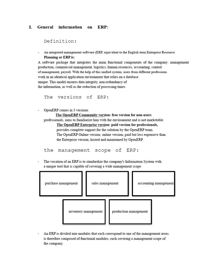 Overview of ERP and Odoo Features | PDF | Enterprise Resource Planning ...