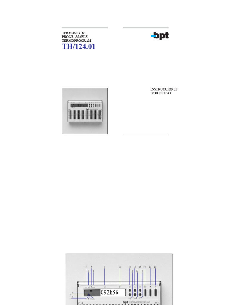 Instrucciones Termostato Programable TH/124 | PDF | Termostato ...