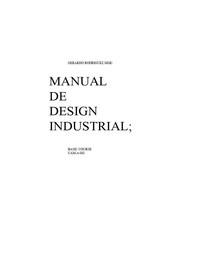 Industrial Design Manual: Basic Course | PDF | Methodology | Design