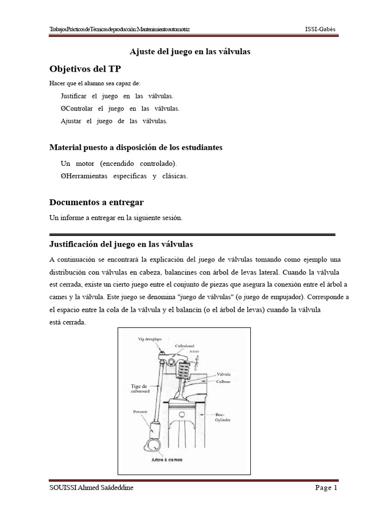 Ajuste del Juego en Válvulas Automotrices | PDF | Motores | Motor de ...