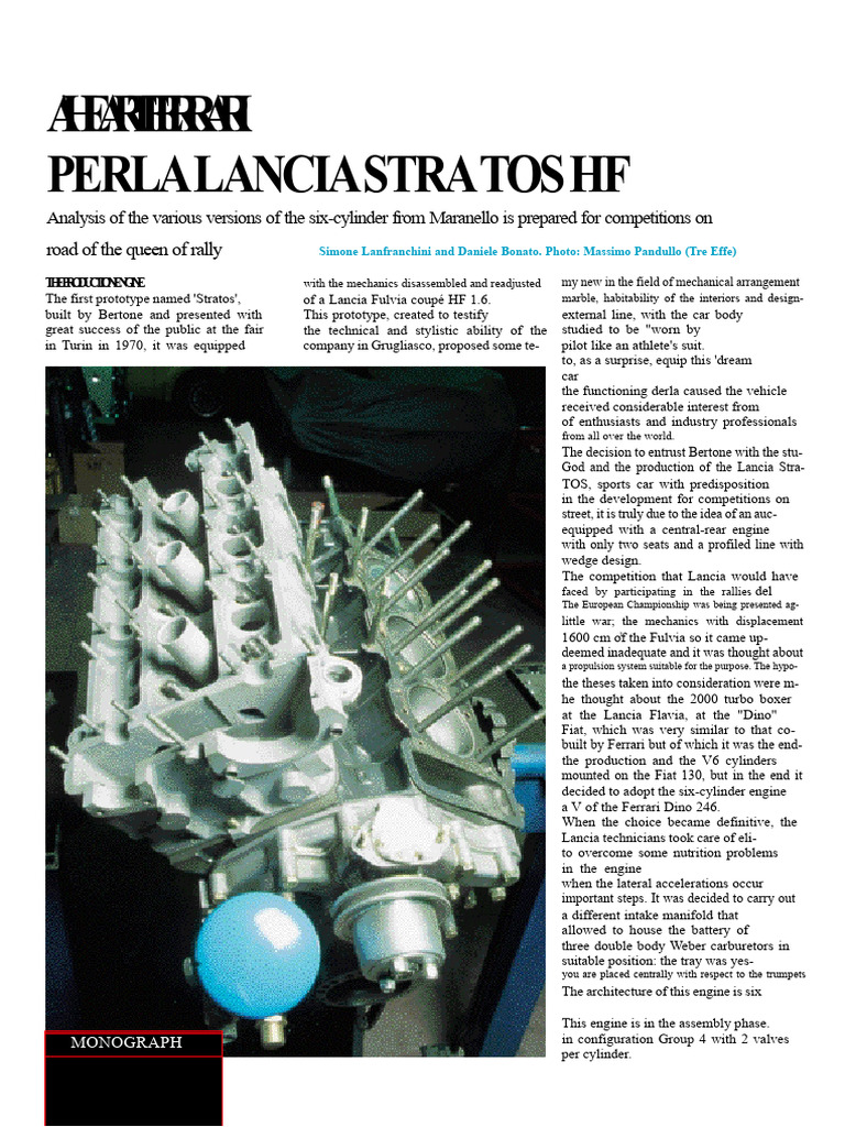 Lancia Stratos HF: Ferrari V6 Engine Analysis | PDF | Carburetor