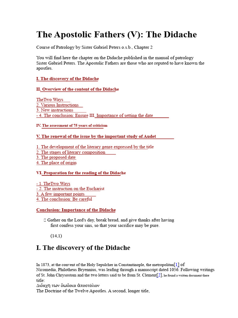 The Didache: Insights and Importance | PDF | Baptism | Trinity