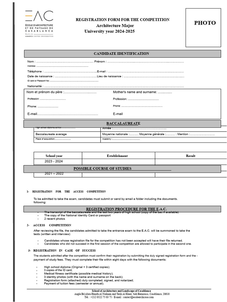 Architecture Competition Registration Form | PDF | Identity Document ...