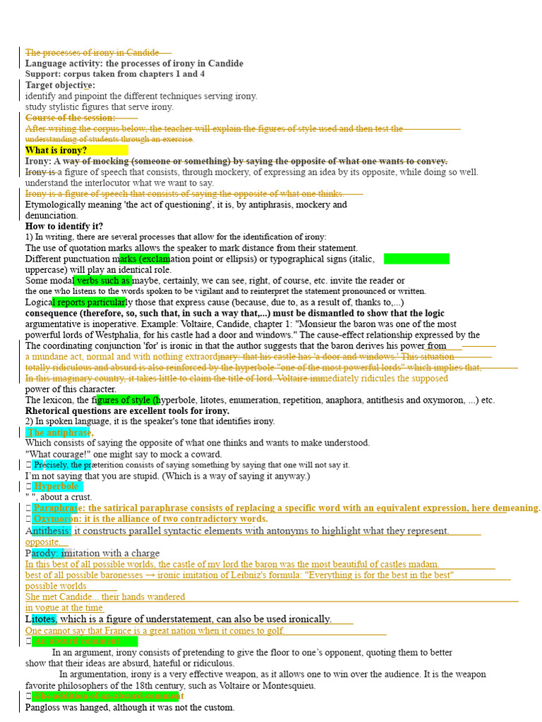 The Processes of Irony Course (Automatic Recovery) | PDF | Candide | Irony