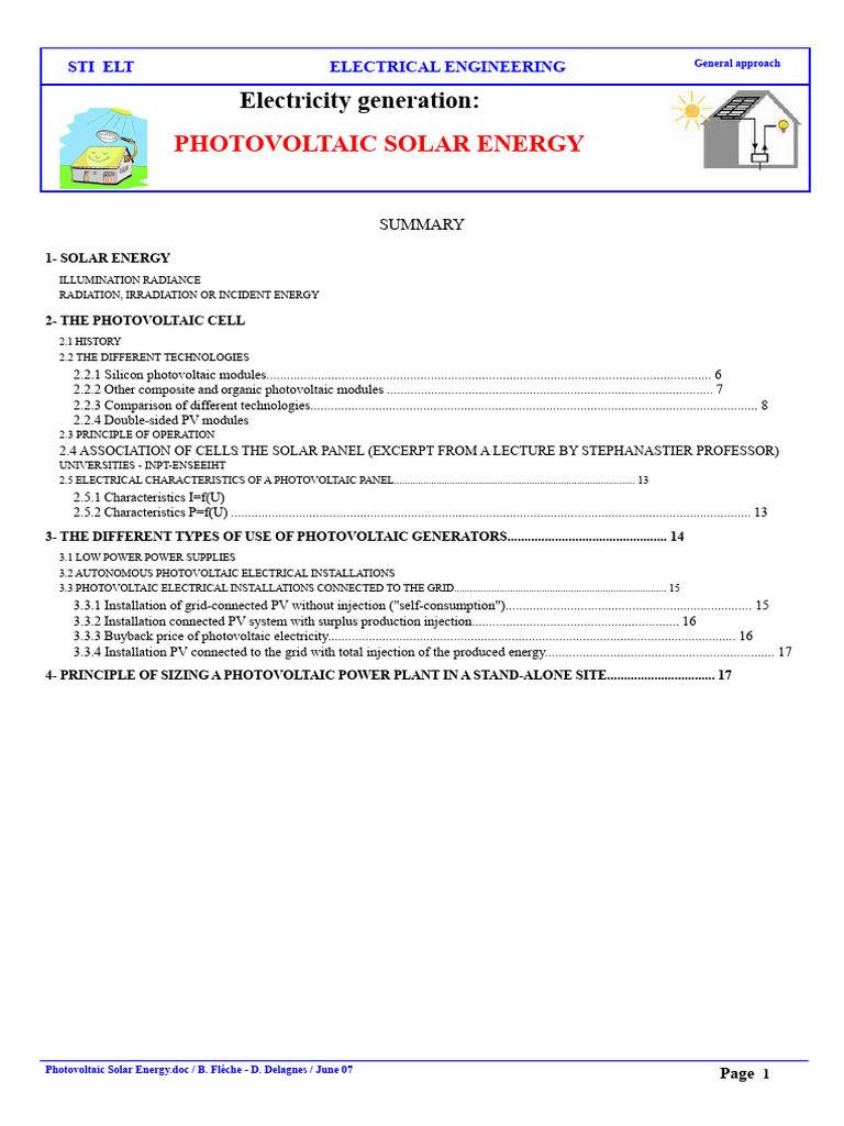 Photovoltaic Solar Energy Overview | PDF | Photovoltaics | Semiconductors