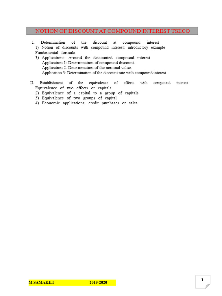 Notion of Discount at Compound Interests PDF | PDF | Interest | Present ...