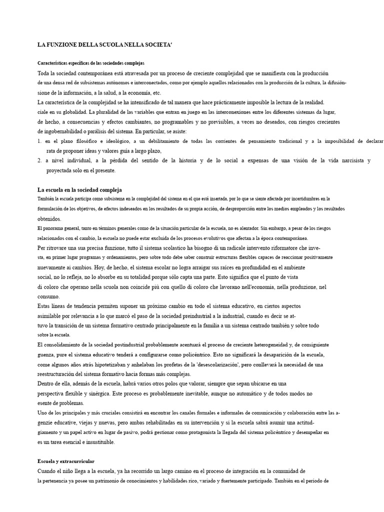 La Función de La Escuela en La Sociedad | PDF | Escuelas | Educación ...