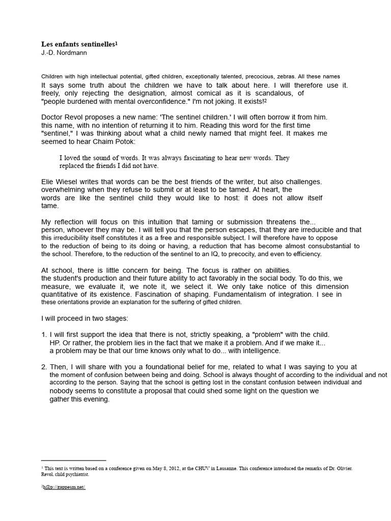 The Sentinel Children Or Children With High Potential | PDF | Soul ...
