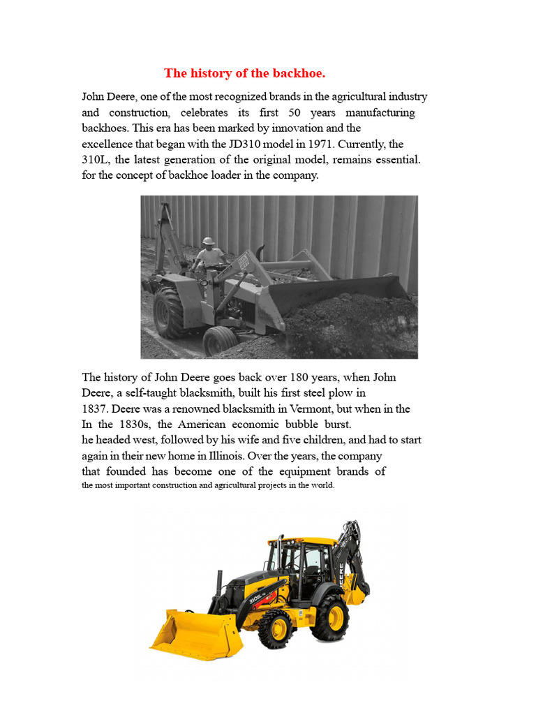 History of John Deere Backhoes | PDF