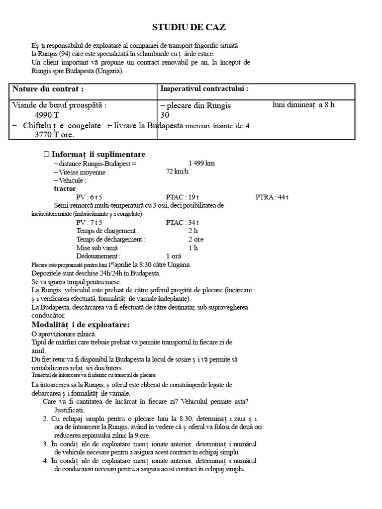 Studiu de Caz Privind Transportul Rutier | PDF