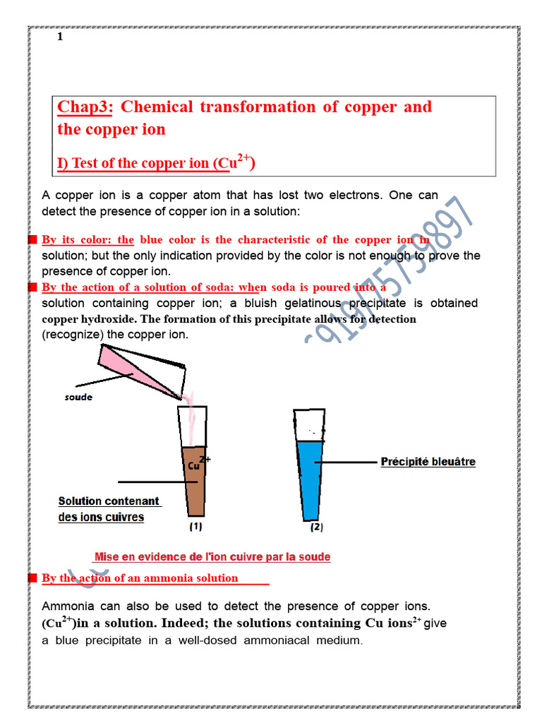 Chap3-Transformation of Copper and Copper Ion-1 | PDF | Ion | Chemical ...