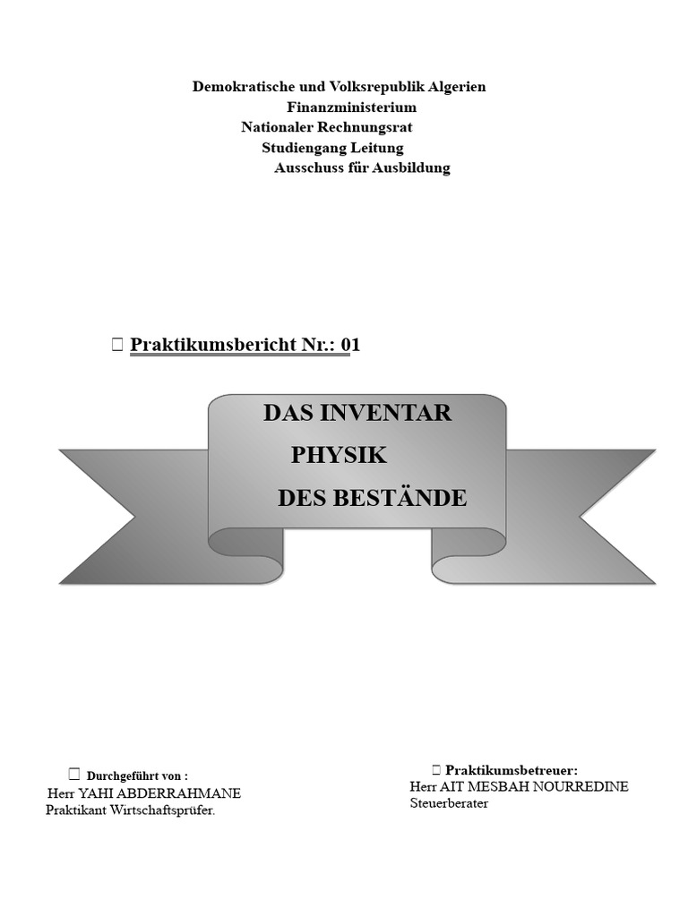 BERICHT Nr. 01 Das Inventar | PDF