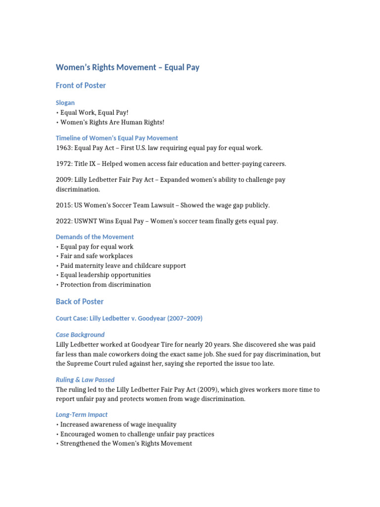 Womens Rights Equal Pay Poster | PDF